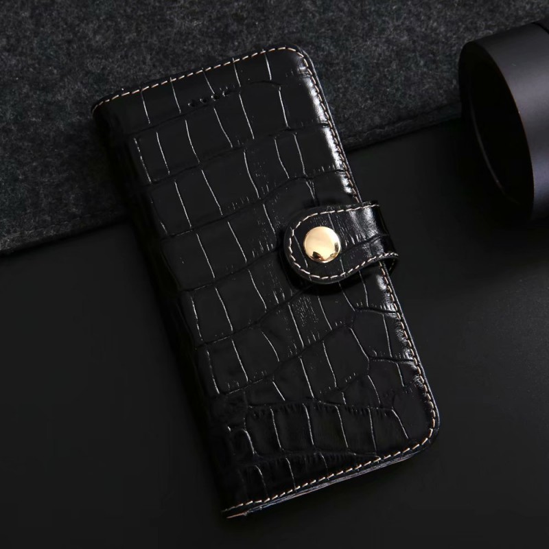 Crocodile Pattern Genuine Leather Protective Folio Case